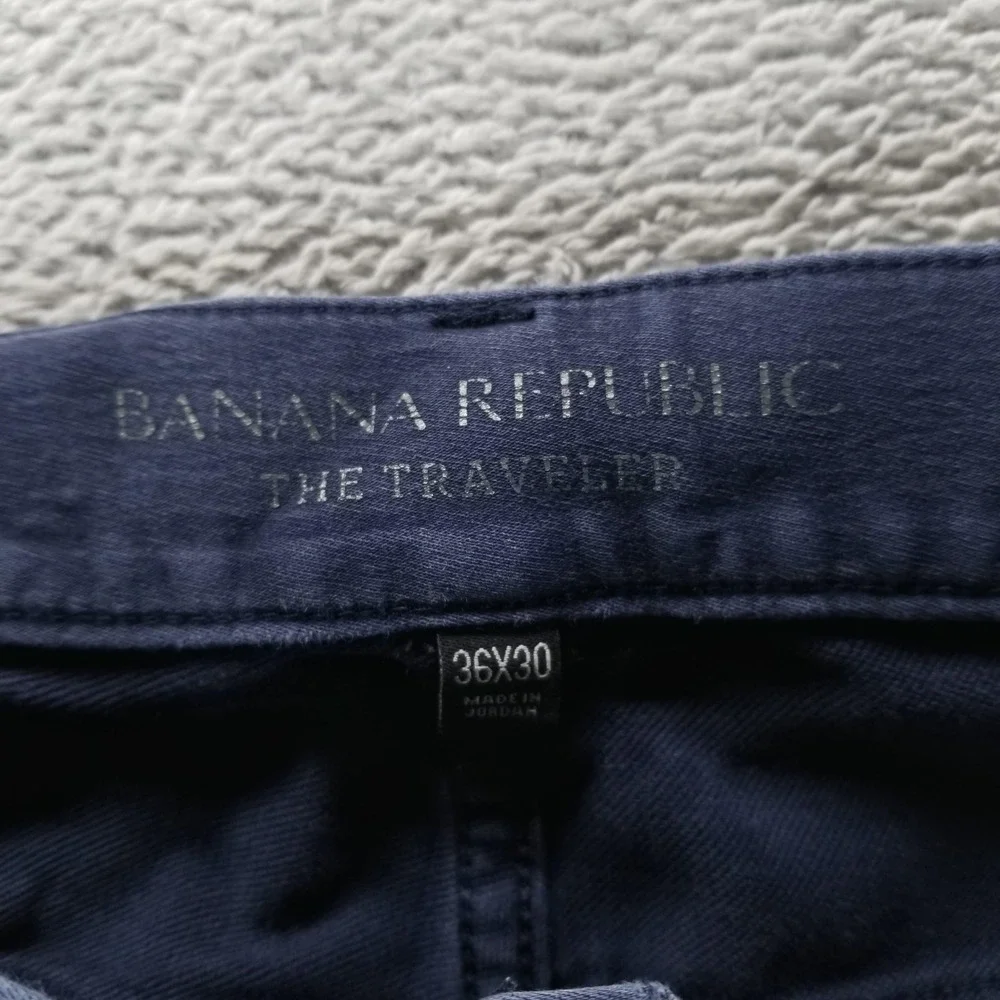 Banana Republic Traveler Pants Mens 36x30 Blue Slim Chino Stretch Casual Office‎